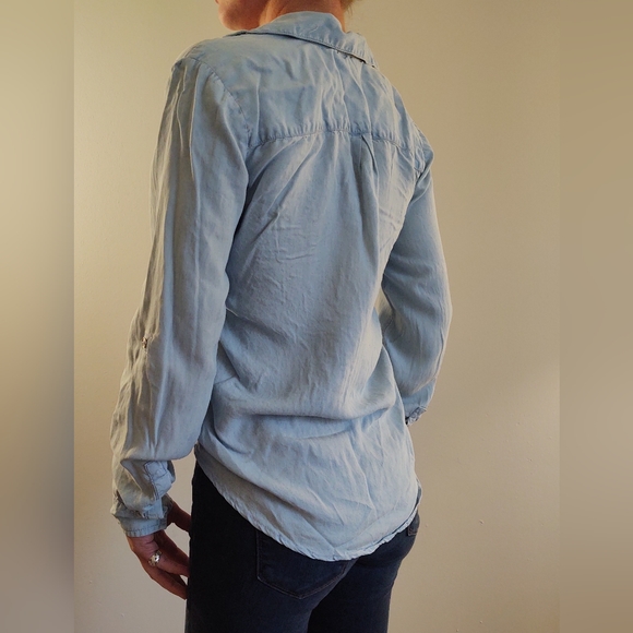 Soho Soft Chambray Baby Blue Shirt Front Tie - Picture 5 of 7